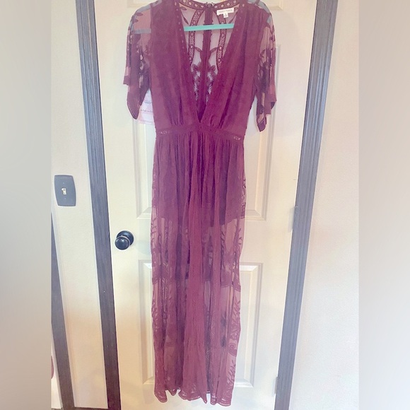 NWT LACE ROMPER MAXI DRESS - Picture 2 of 5